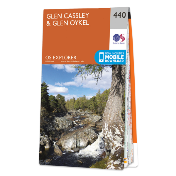 Ordnance Survey Map of Glen Cassley & Glen Oykel
