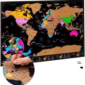 World Map Travel Gift | A3 Scratch Off Map | Map of the World Poster + BONUS A4 UK Scratch off Map | Map of Countries Visited with Accessories Kit and Gift Tube | Cartographic Design by Atlas & Green