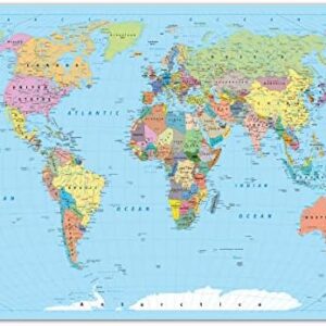 Faithful Prints World Map Poster Atlas Print Geography Educational Classroom Chart (A3 (297 x 420mm))