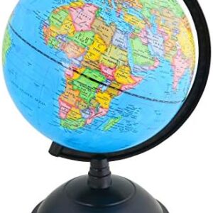 Exerz Educational World Globe 20cm - Political Map Swivel Rotating Desk Top Globe of Earth - Diameter 20cm (Engish)