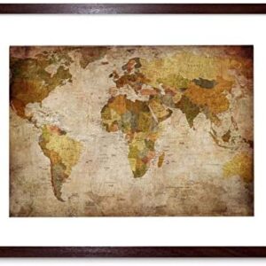 Wee Blue Coo Map Globe World Atlas Antique Style Modern Layout Picture Framed Wall Art Print