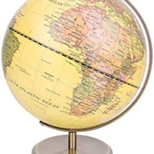 EXERZ 30cm World Globe Antique Globe Metal Arc and Base Bronzed colour – Large rotating globe - Educational/Geographic/Modern Desktop Decoration - for School, Home, and Office
